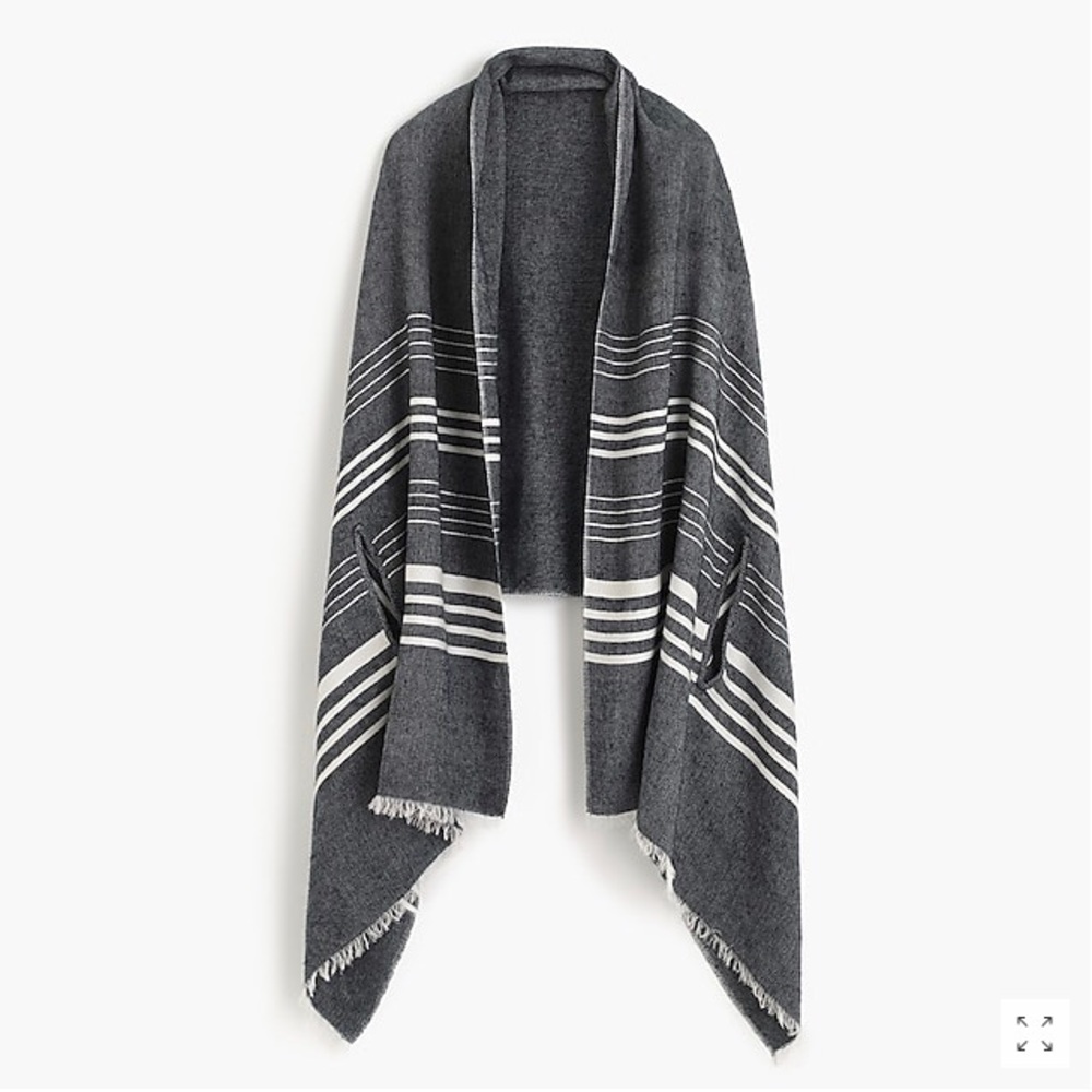 J. Crew Striped Cape Scarf Navy One Size NWT